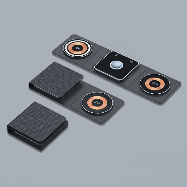 3-in-1 Magnetic Wireless Charger Fast Sleek Transparent