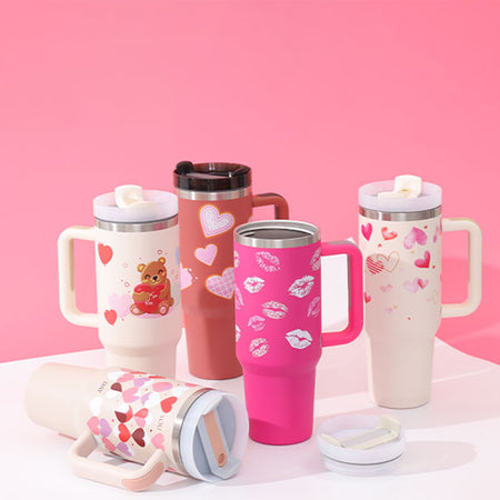 40 Oz Insulated Tumbler Handle Straw - Spill Proof